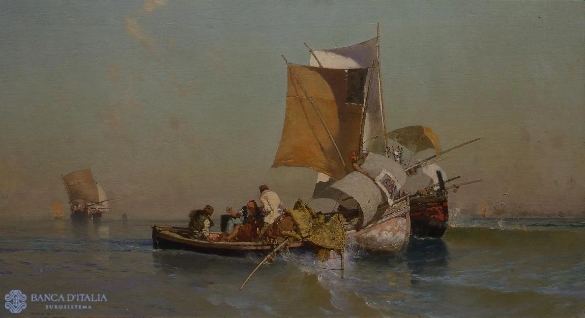 Marina con barche e pescatori - Collezione d’Arte della Banca d’Italia, Roma
